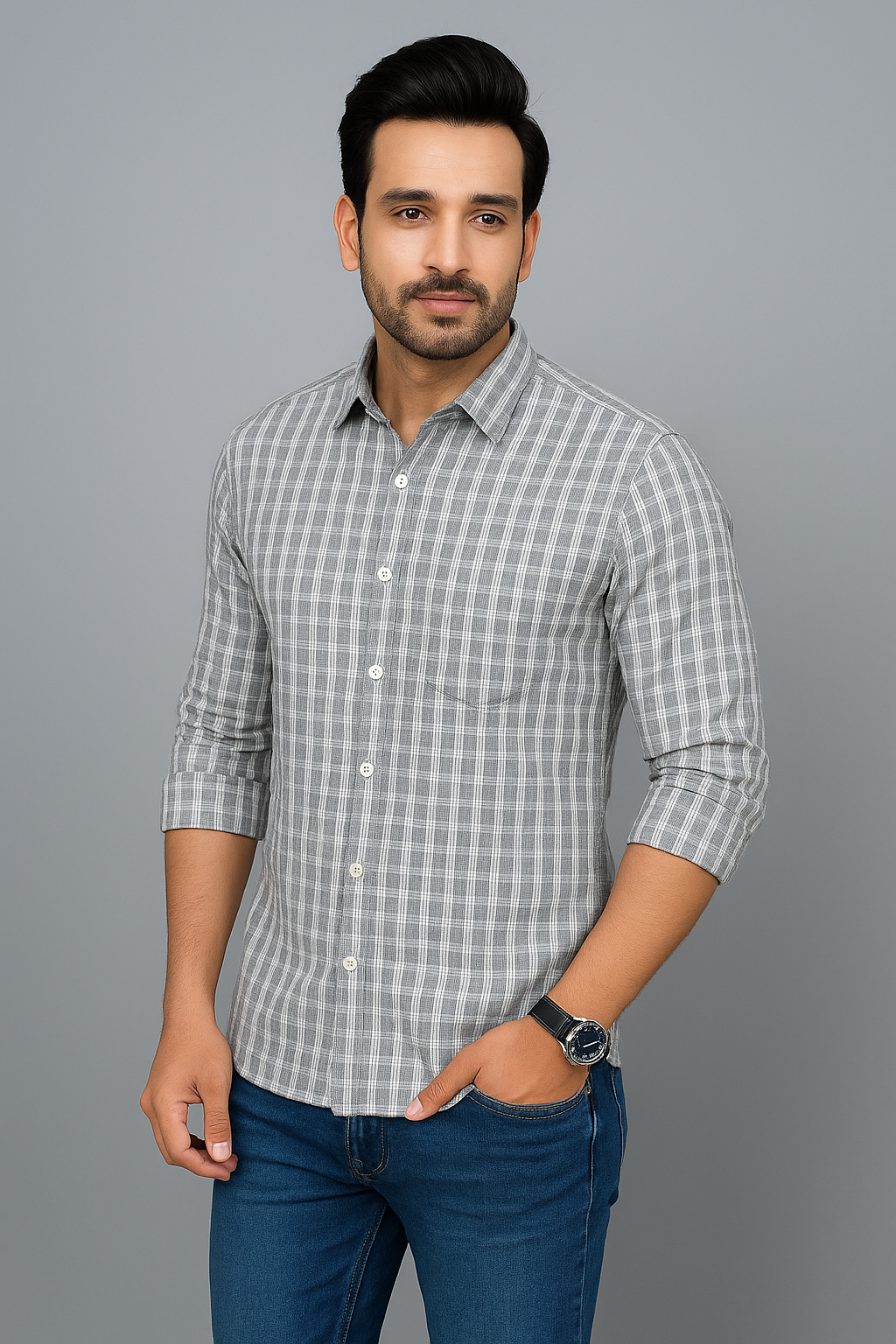 Checks Shirt With Jeans Combo