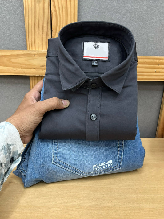 Satin Shirt With Jeans Combo