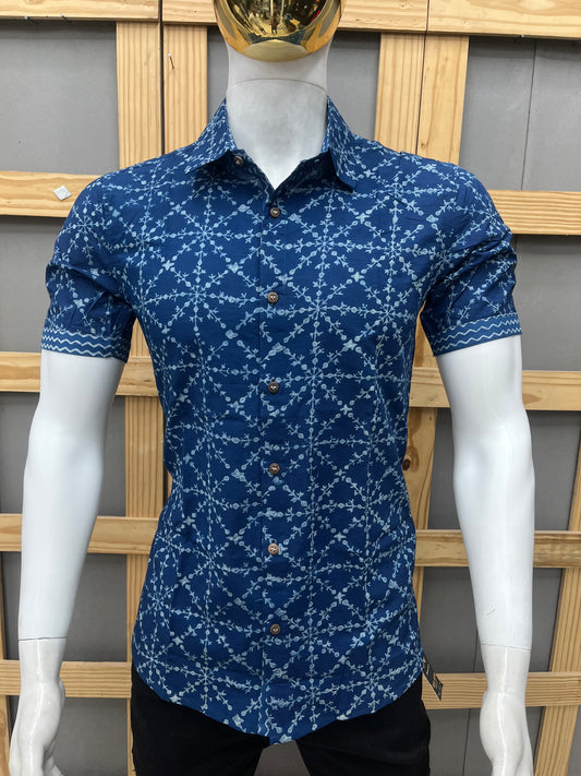 Indigo Half Sleeve Cotton Shirt