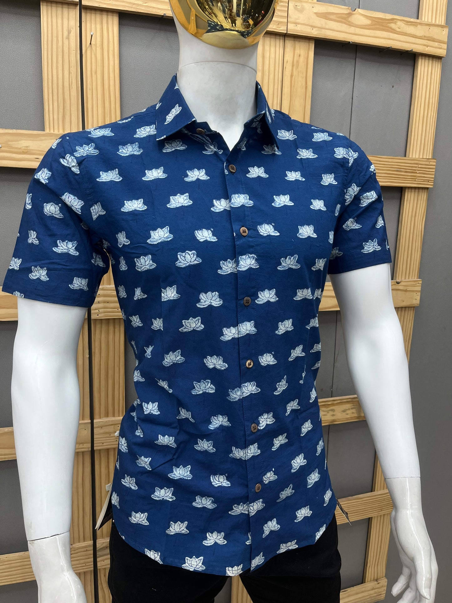Indigo Half Sleeve Cotton Shirt