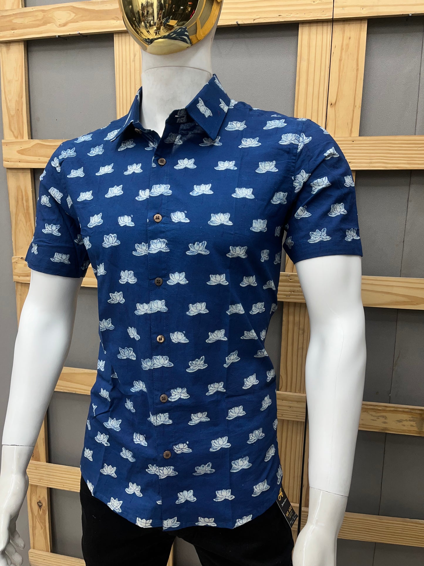 Indigo Half Sleeve Cotton Shirt