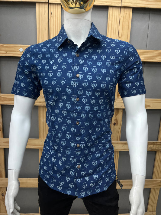 Indigo Half Sleeve Cotton Shirt
