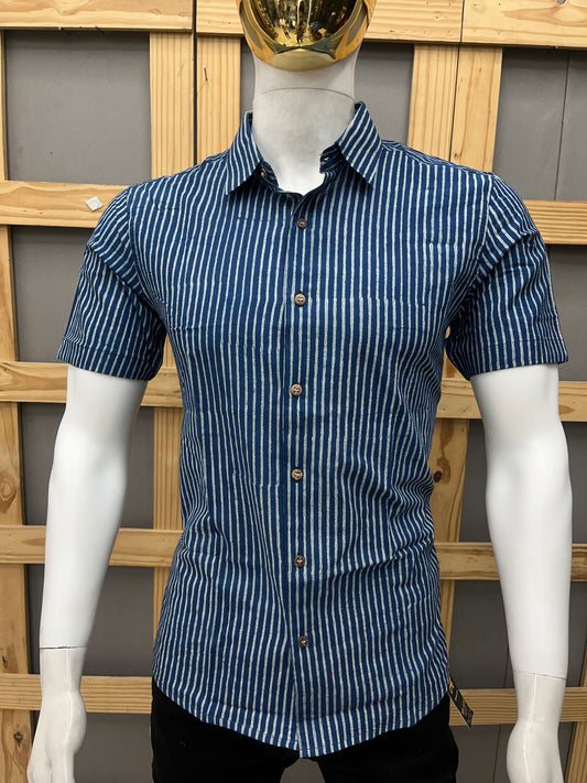 Indigo Half Sleeve Cotton Shirt