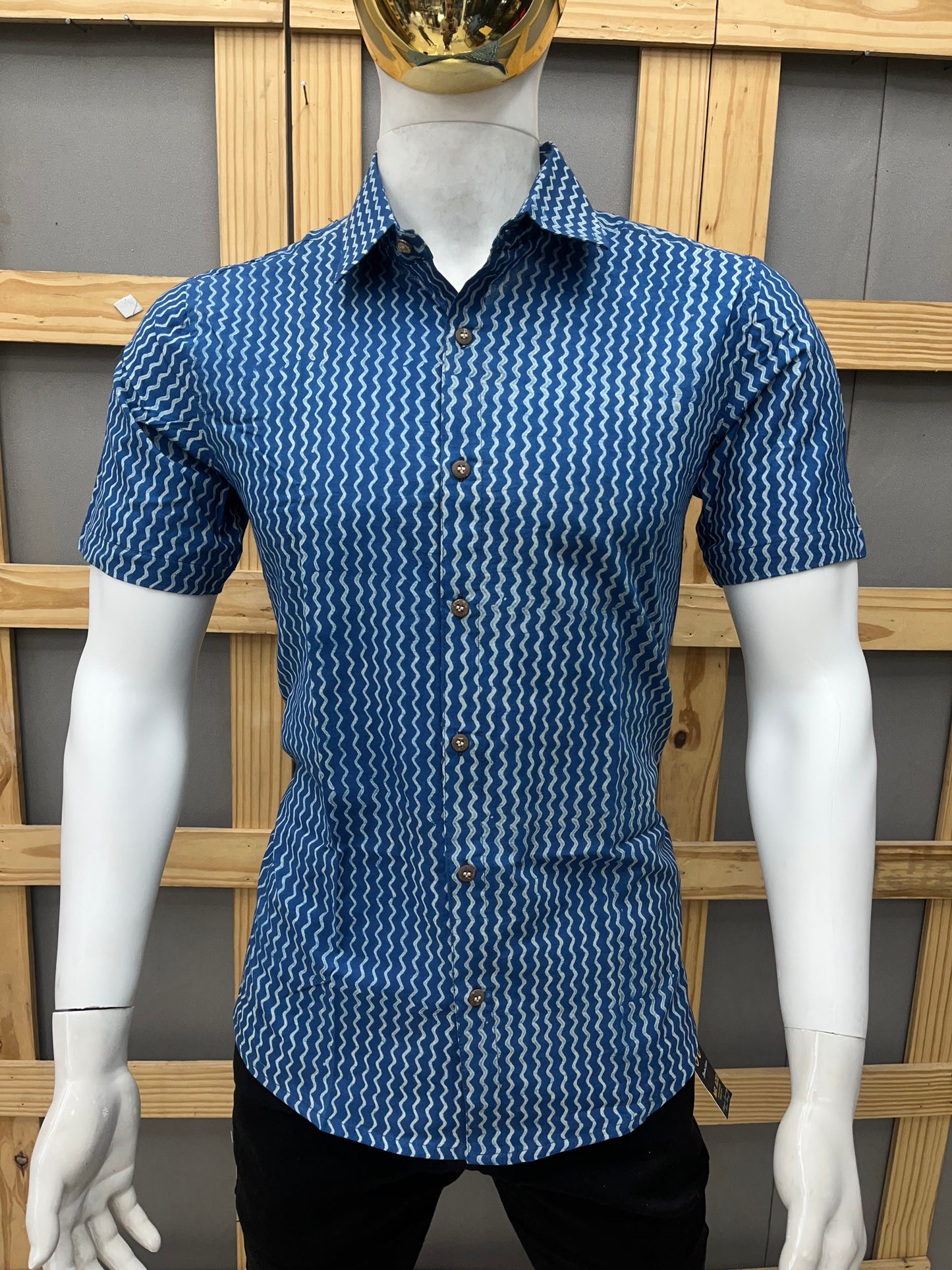 Indigo Half Sleeve Cotton Shirt