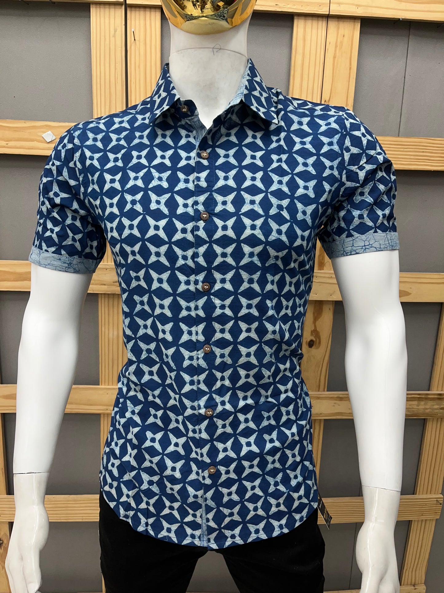 Indigo Half Sleeve Cotton Shirt