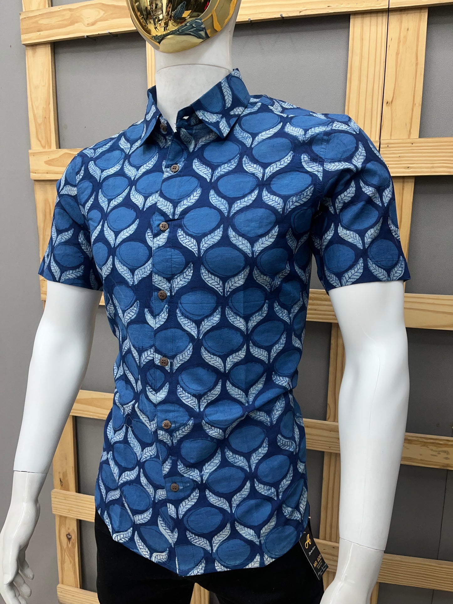 Indigo Half Sleeve Cotton Shirt