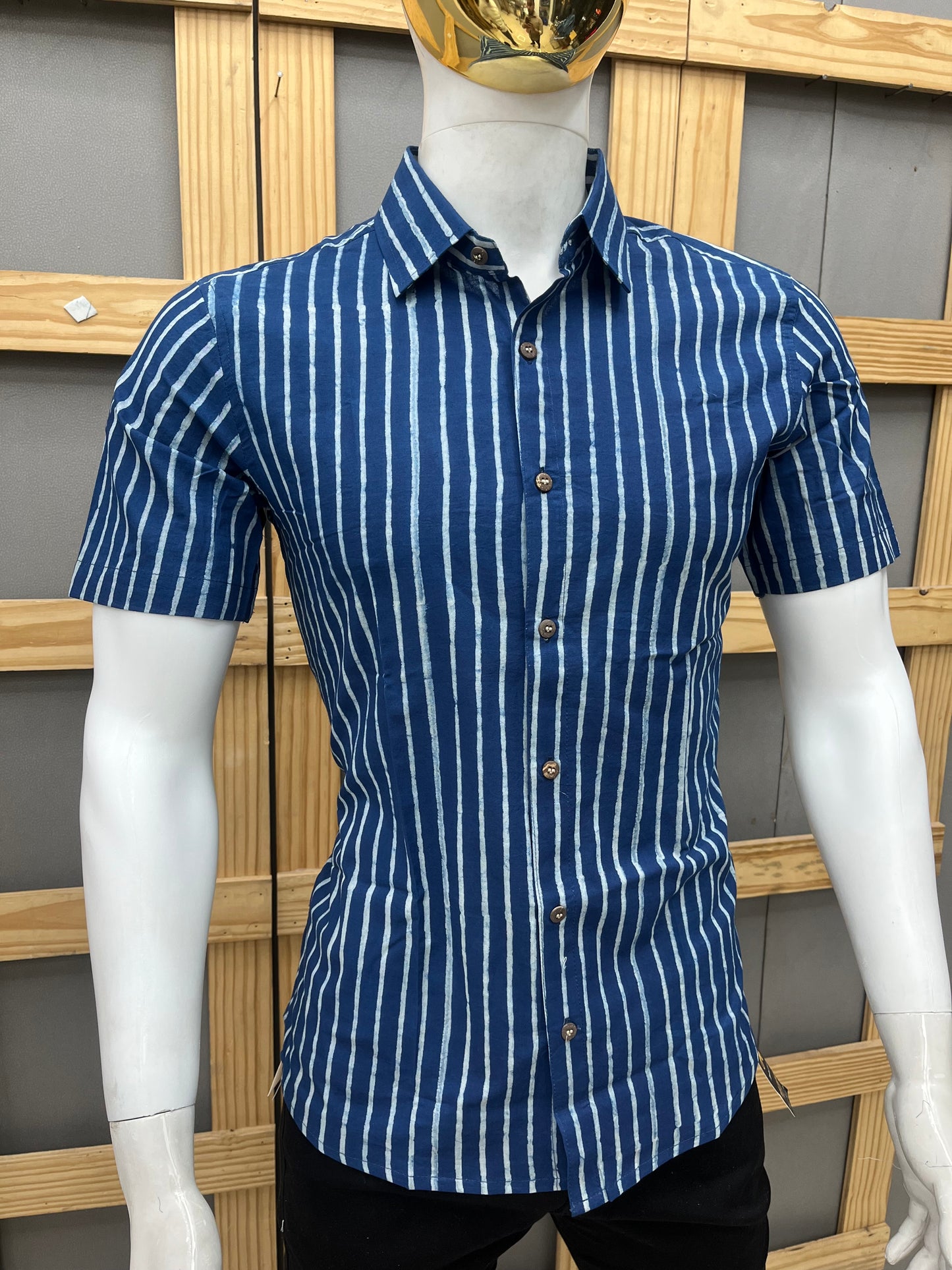 Indigo Half Sleeve Cotton Shirt
