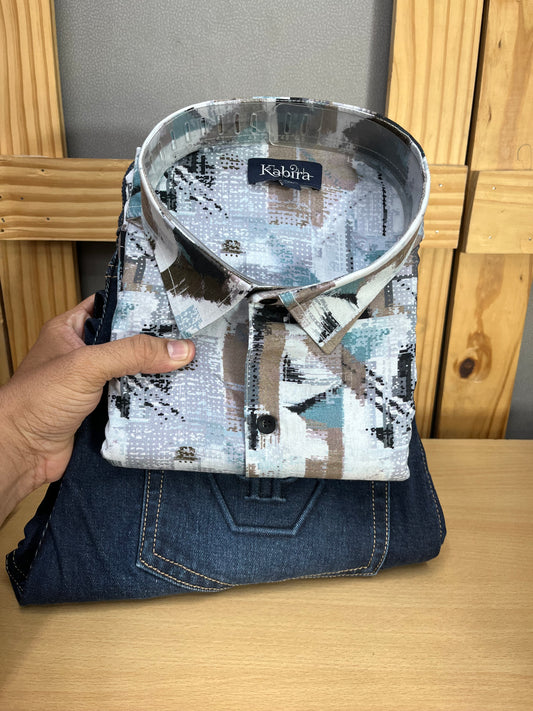 Printed Shirt With Jeans Combo