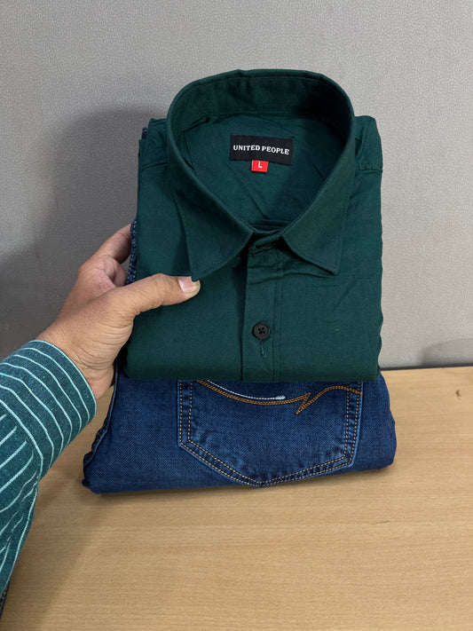 Plain Shirt With Jeans Combo