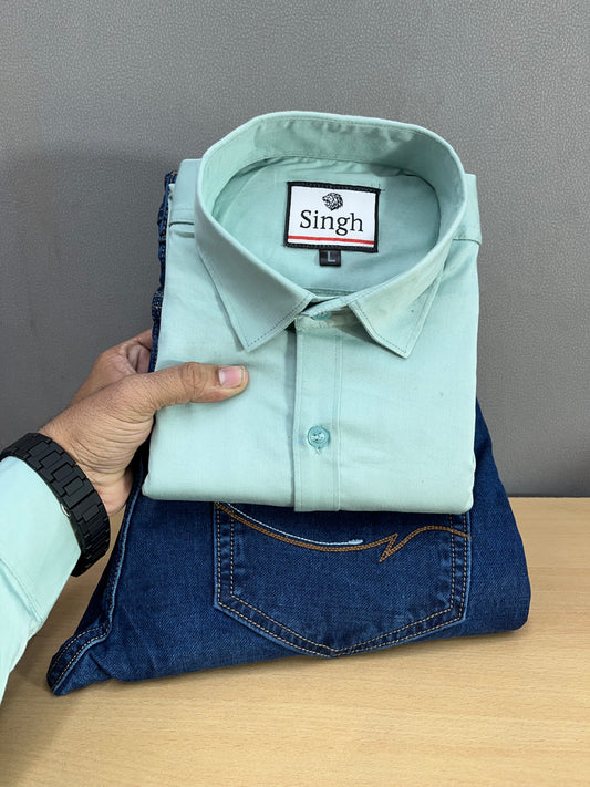 Satin Shirt With Jeans Combo