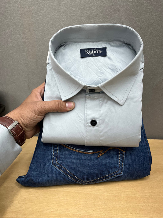 Satin Shirt With Jeans Combo