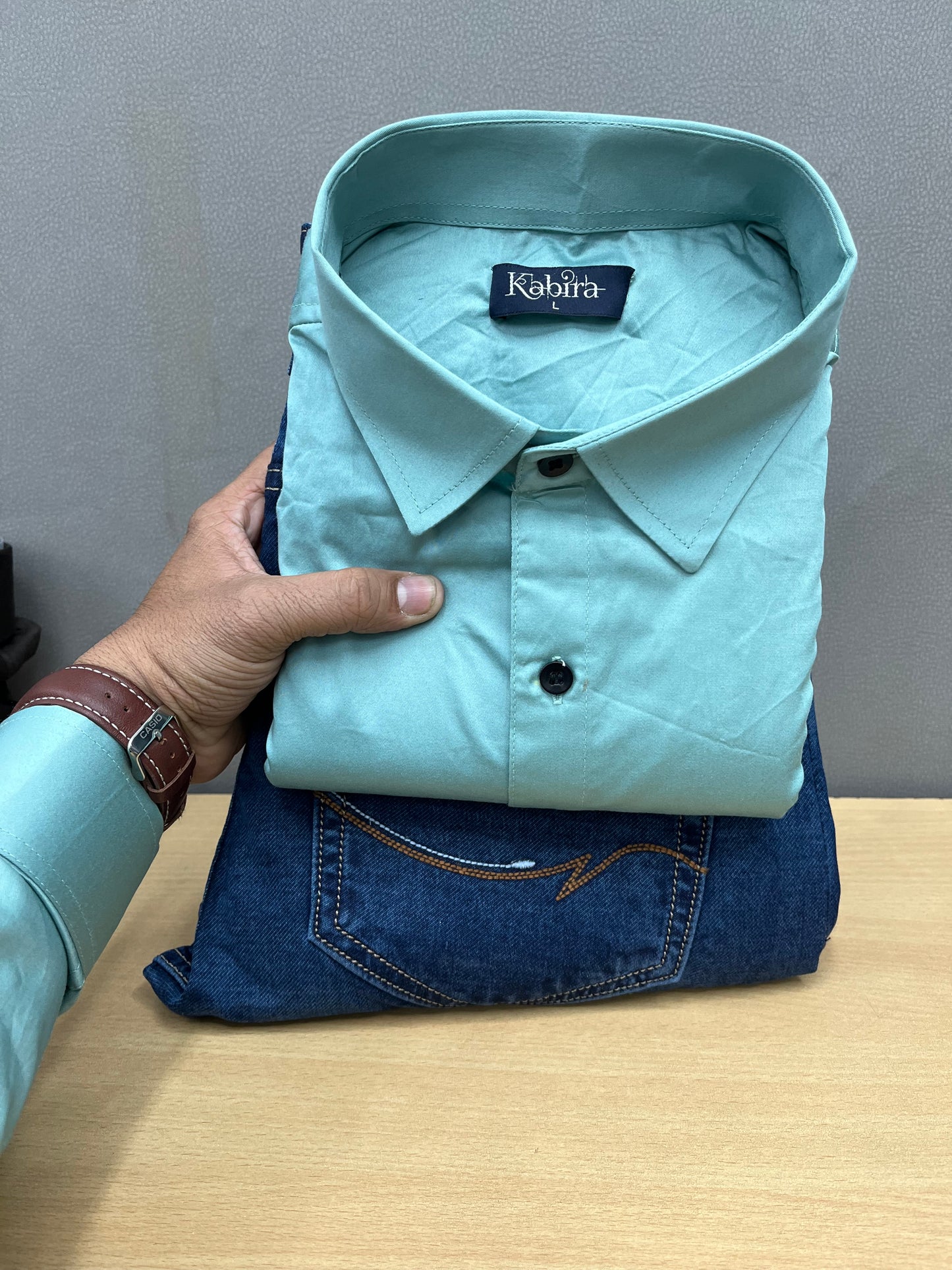 Satin Shirt With Jeans Combo