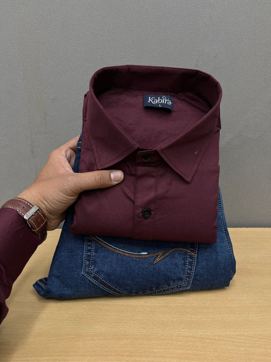 Satin Shirt With Jeans Combo