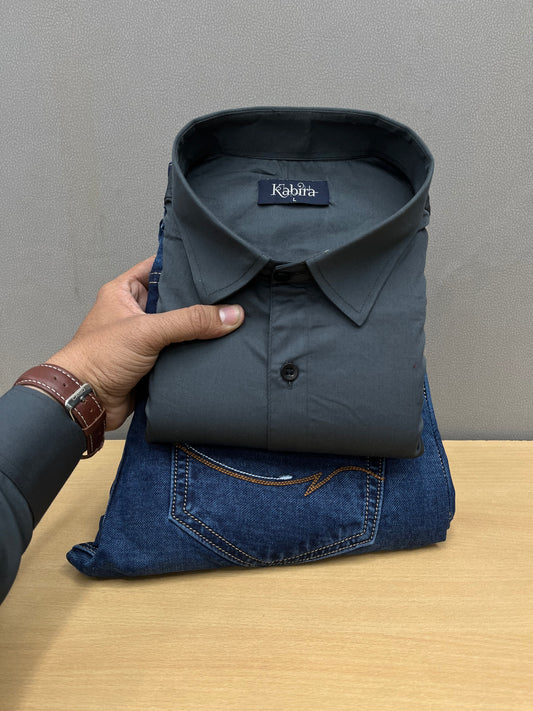Satin Shirt With Jeans Combo