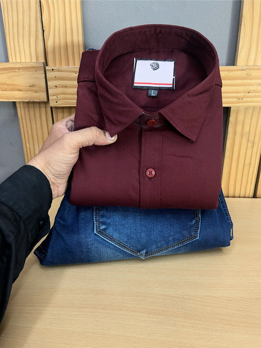 Satin Shirt With Jeans Combo