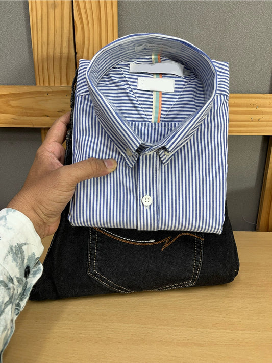 Lining Shirt With Jeans Combo