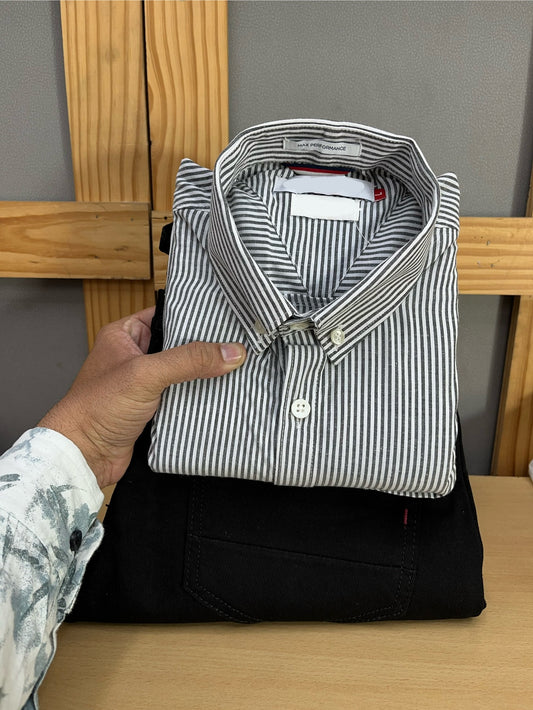 Lining Shirt With Jeans Combo