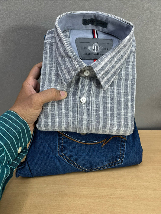 Checks Shirt With Jeans Combo