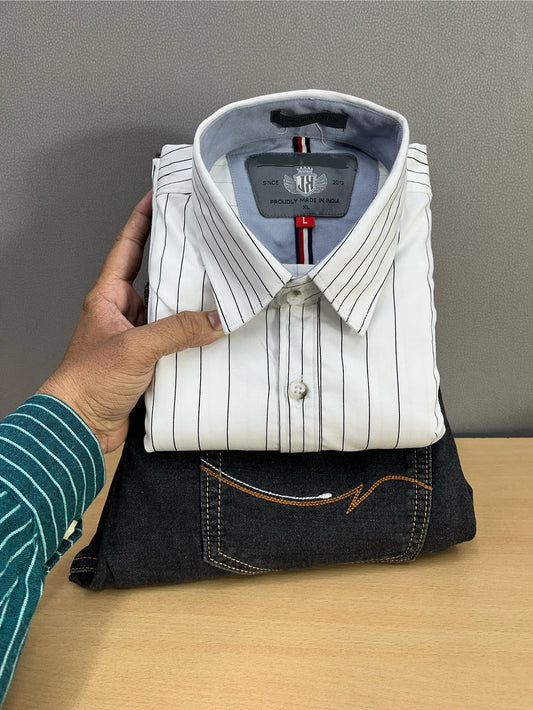 Lining Shirt With Jeans Combo
