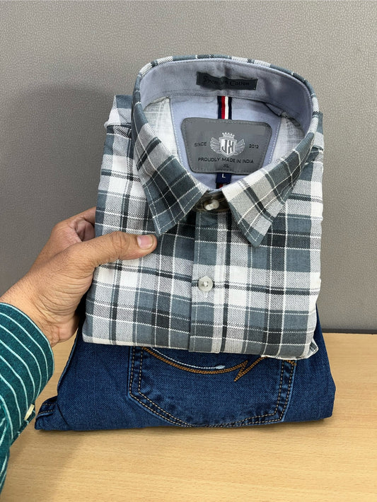 Checks Shirt With Jeans Combo