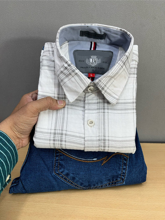 Checks Shirt With Jeans Combo