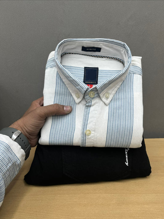 Lining Shirt With Jeans Combo