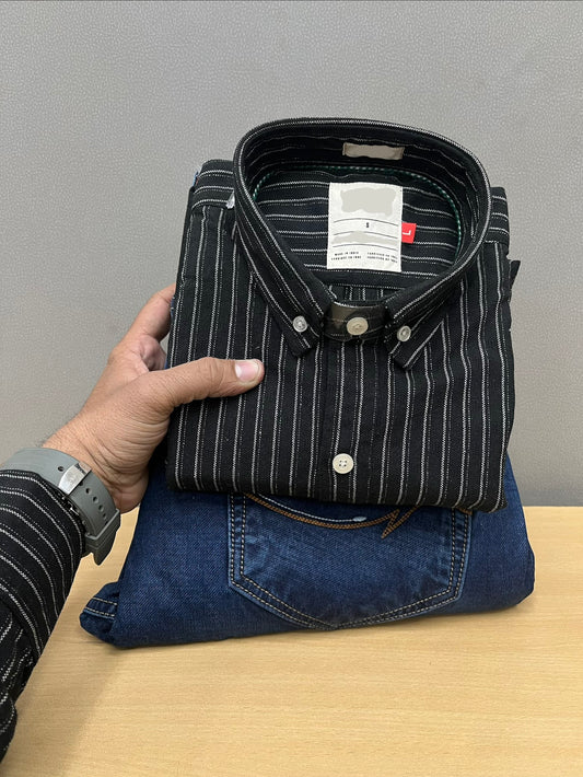 Lining Shirt With Jeans Combo