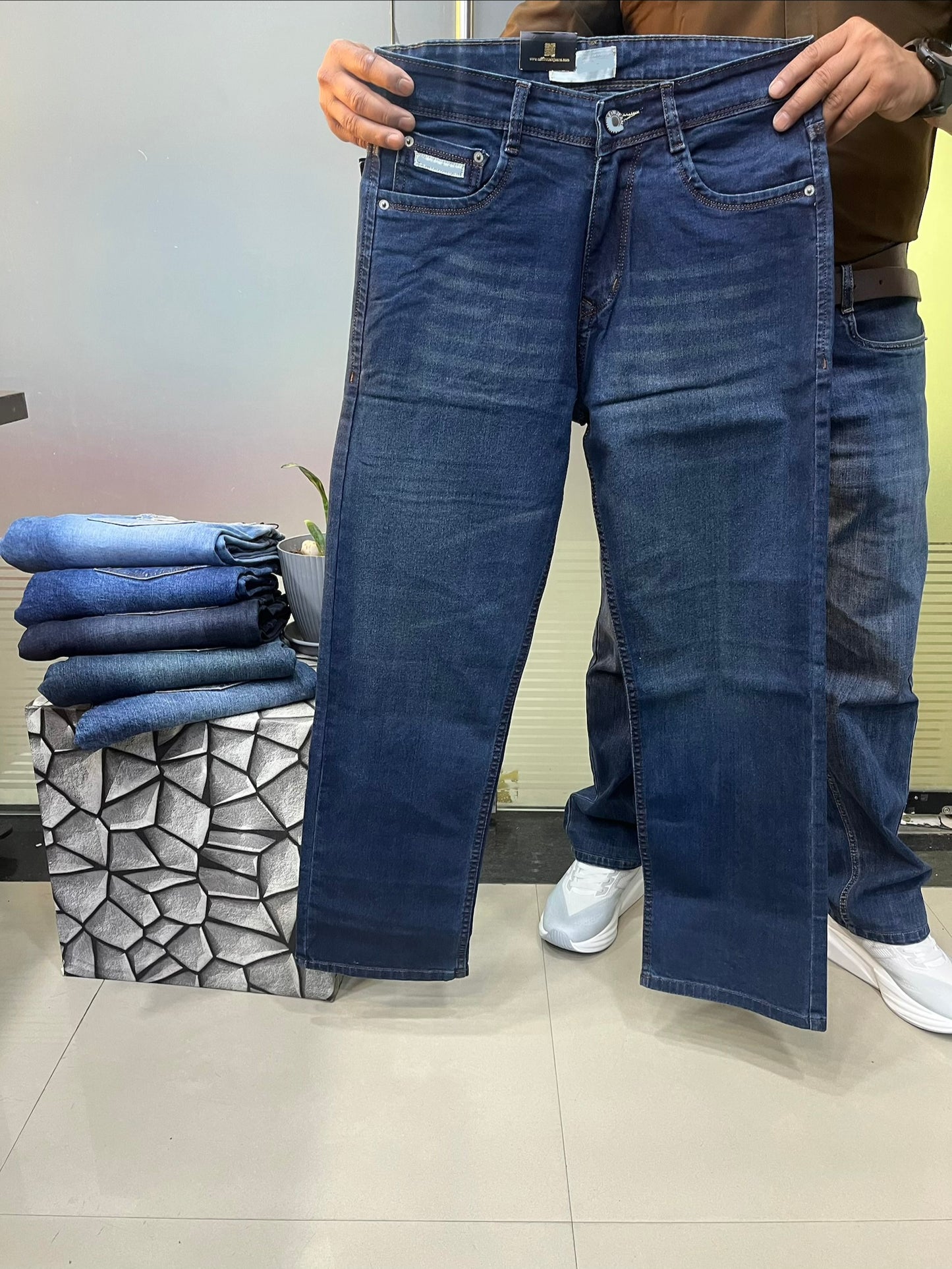 Straight Fit Washed Jeans