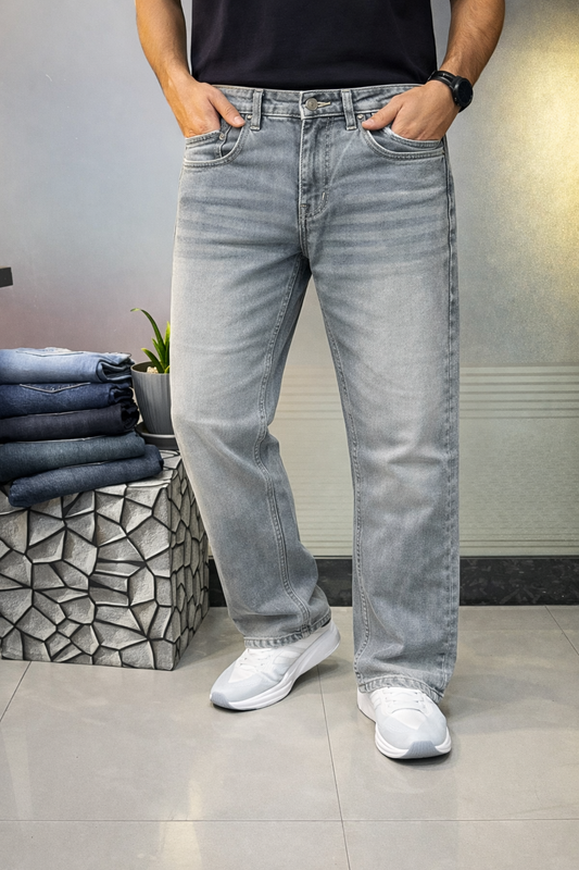 Straight Fit Washed Jeans