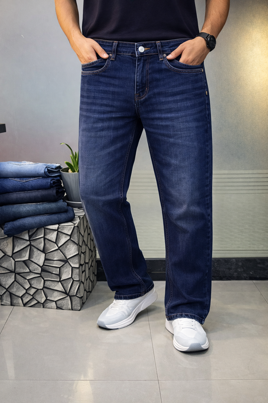 Straight Fit Washed Jeans