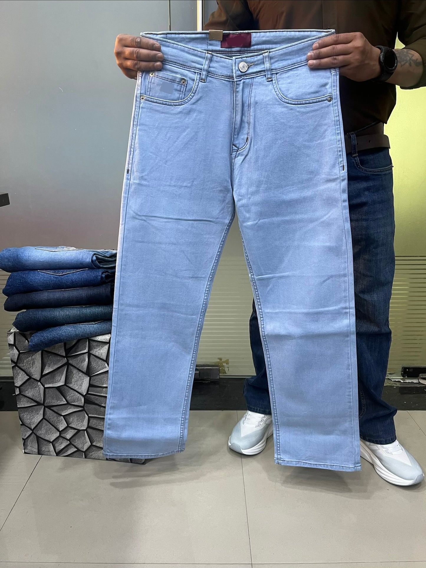 Straight Fit Washed Jeans