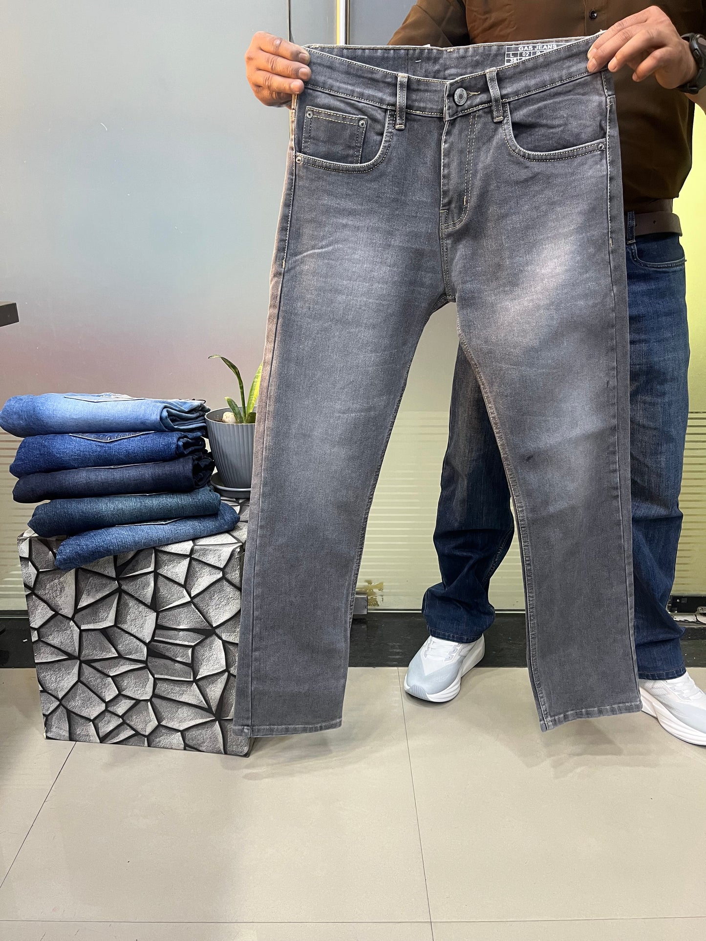 Straight Fit Washed Jeans