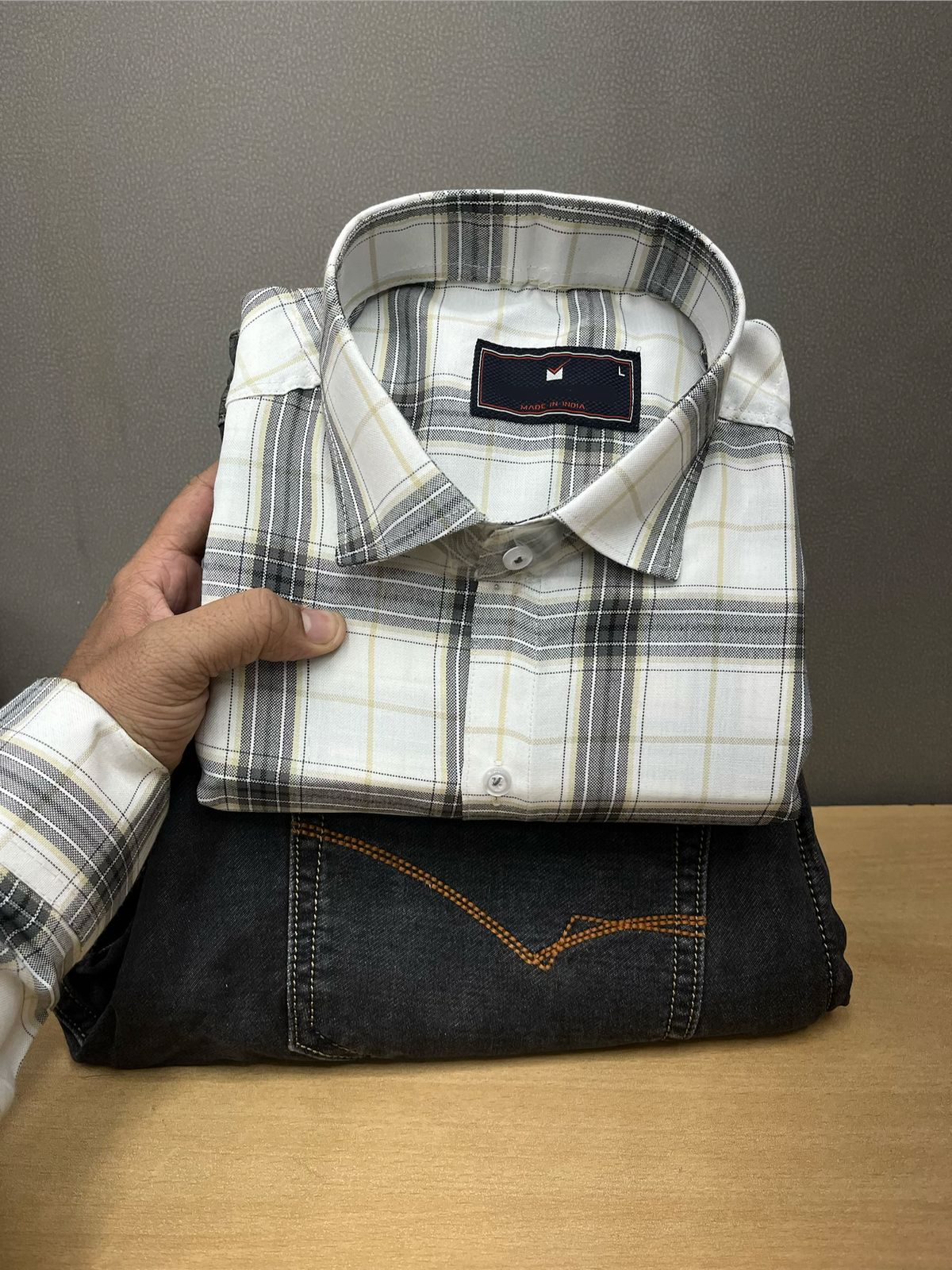 OXFORD CHECKERED SHIRT WITH JEANS COMBO
