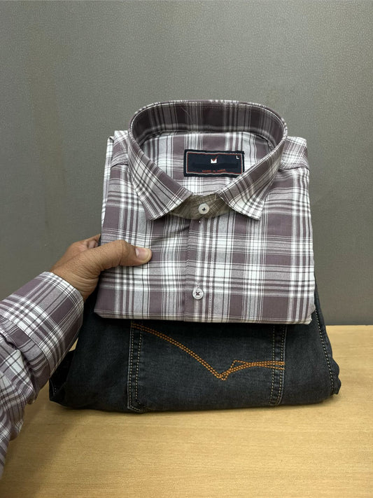 OXFORD CHECKERED SHIRT WITH JEANS COMBO