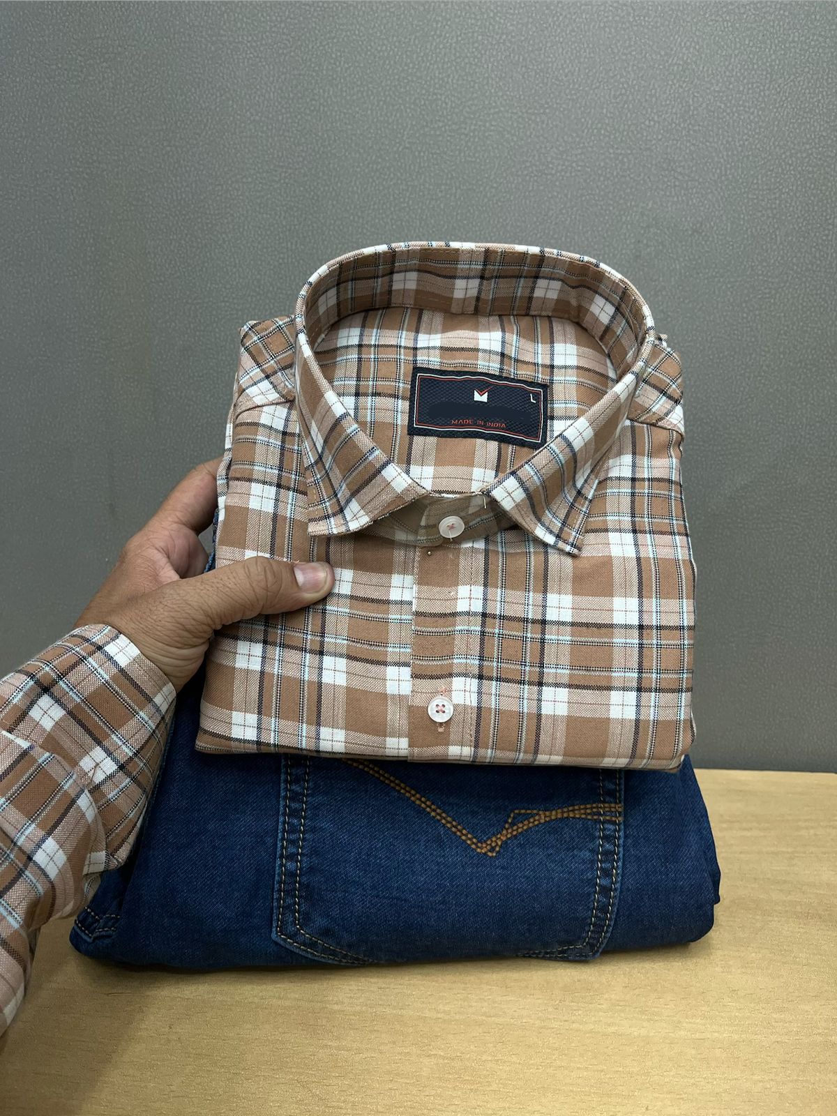 OXFORD CHECKERED SHIRT WITH JEANS COMBO