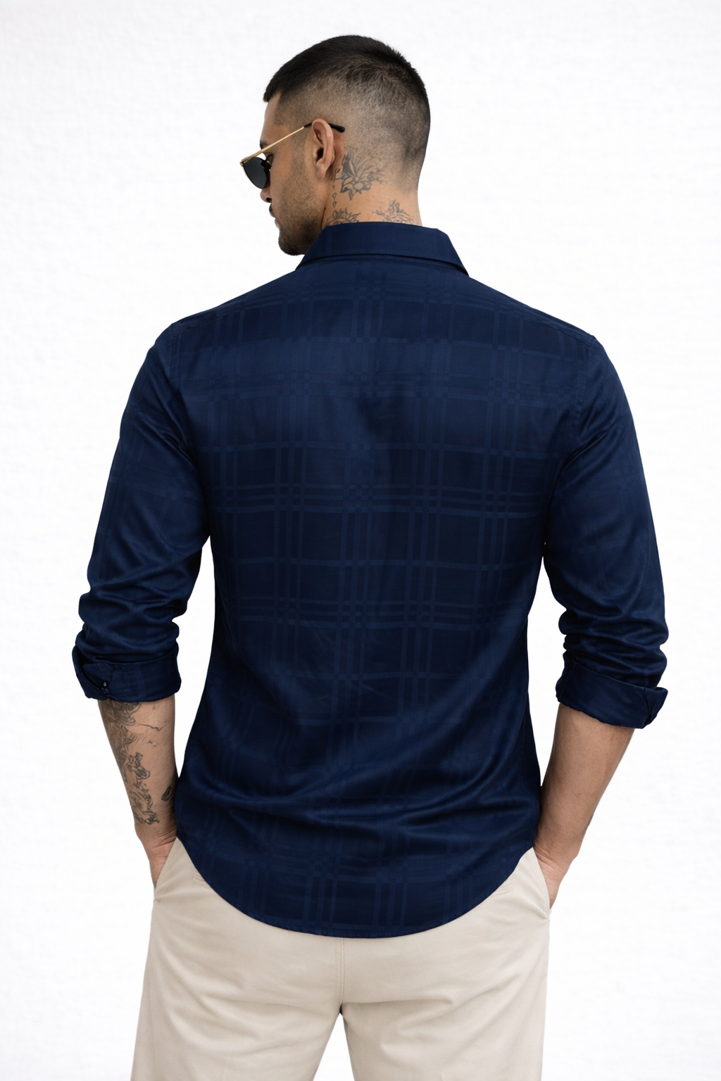 Tonal Checks Shirt With Jeans Combo