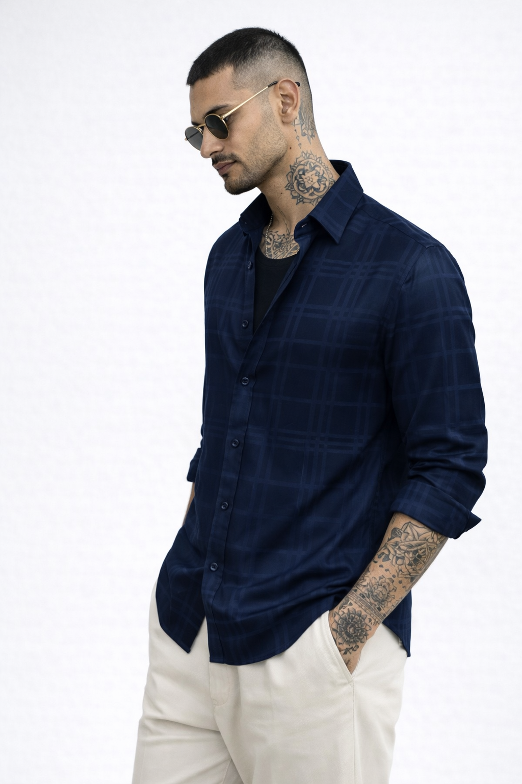 Tonal Checks Shirt With Jeans Combo