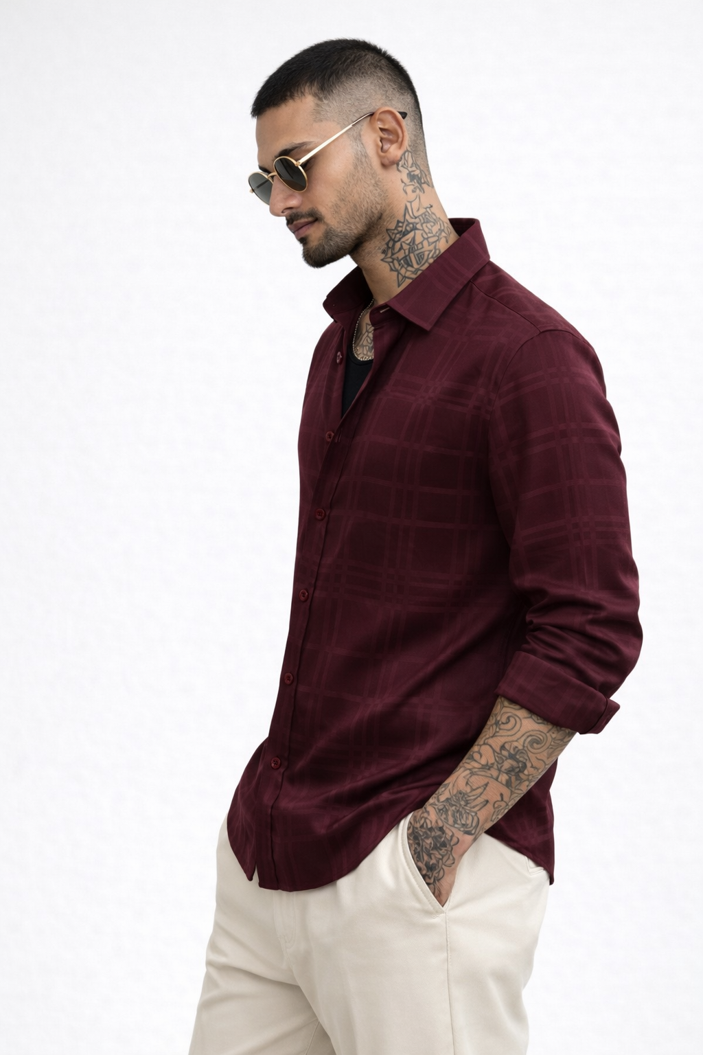 Tonal Checks Shirt With Jeans Combo