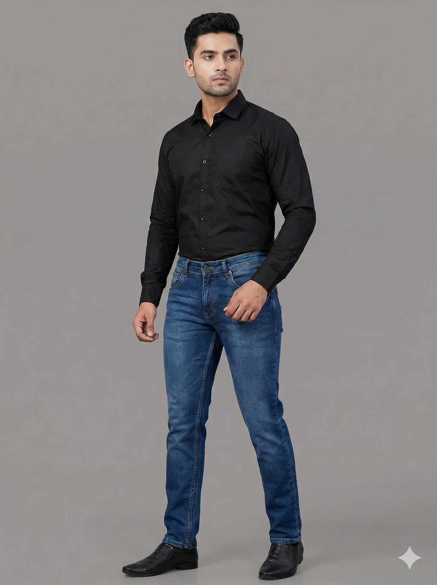 Satin Plain Shirt With Jeans Combo