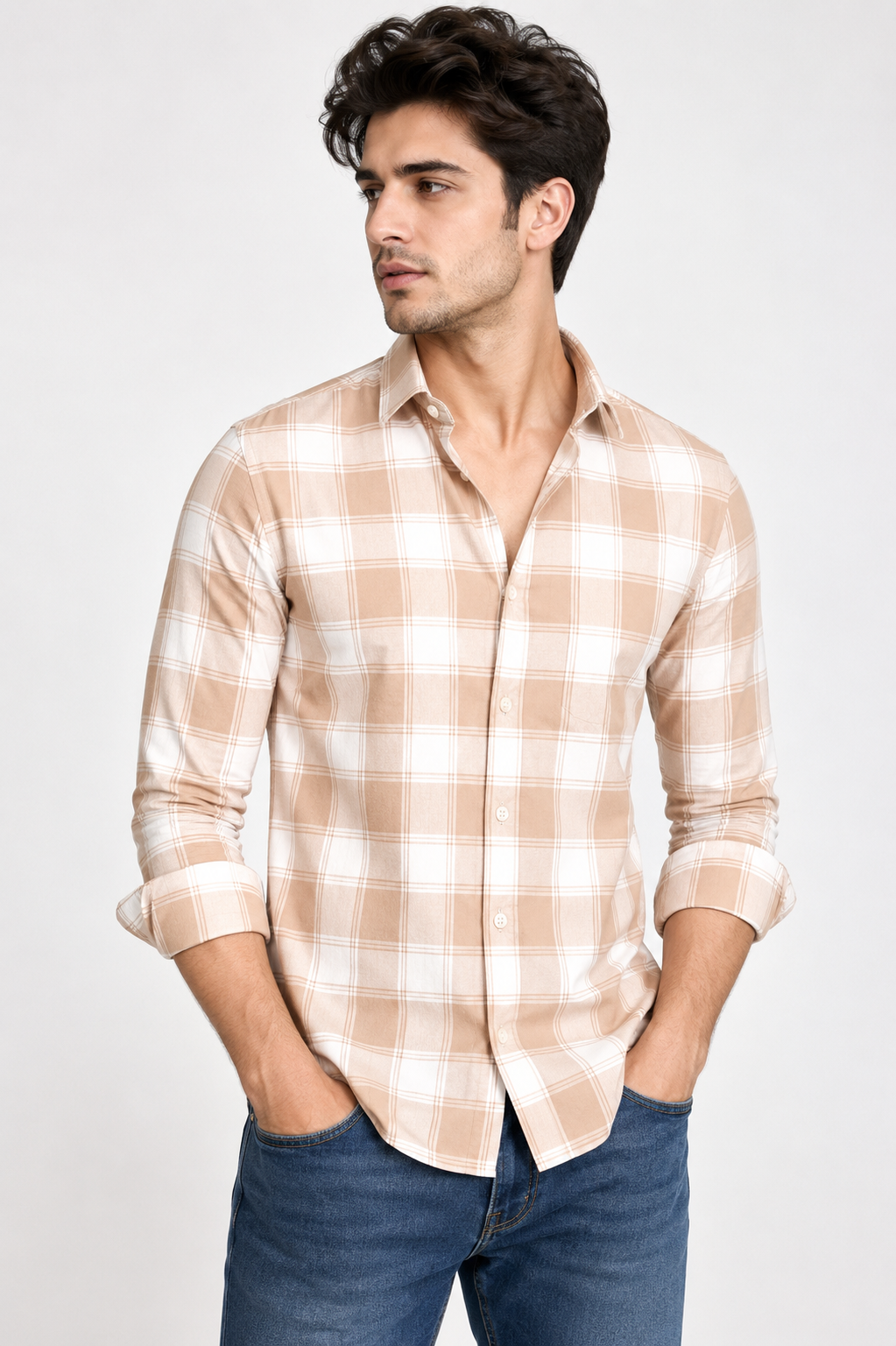 Checks Shirt With Jeans Combo