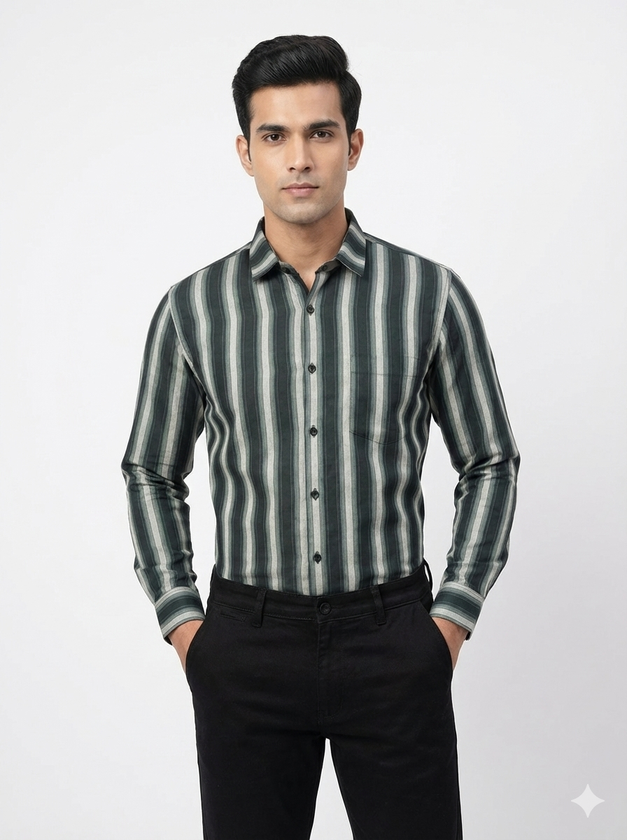 Lining Shirt With Jeans Combo