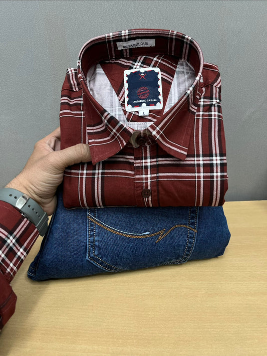 Checks Shirt With Jeans Combo