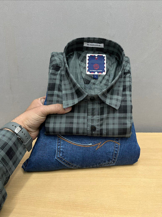 Checks Shirt With Jeans Combo
