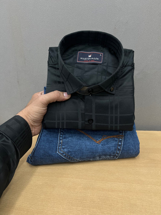 Tonal Checks Shirt With Jeans Combo