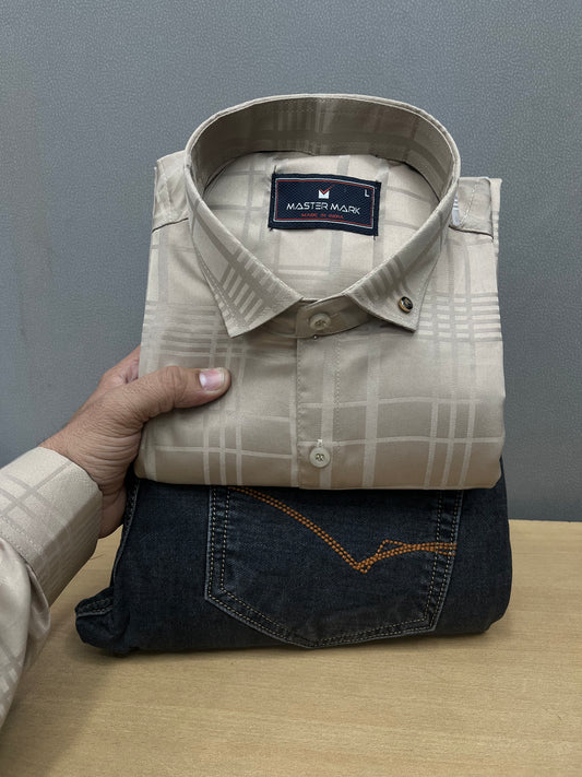 Tonal Checks Shirt With Jeans Combo
