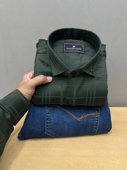 Tonal Checks Shirt With Jeans Combo