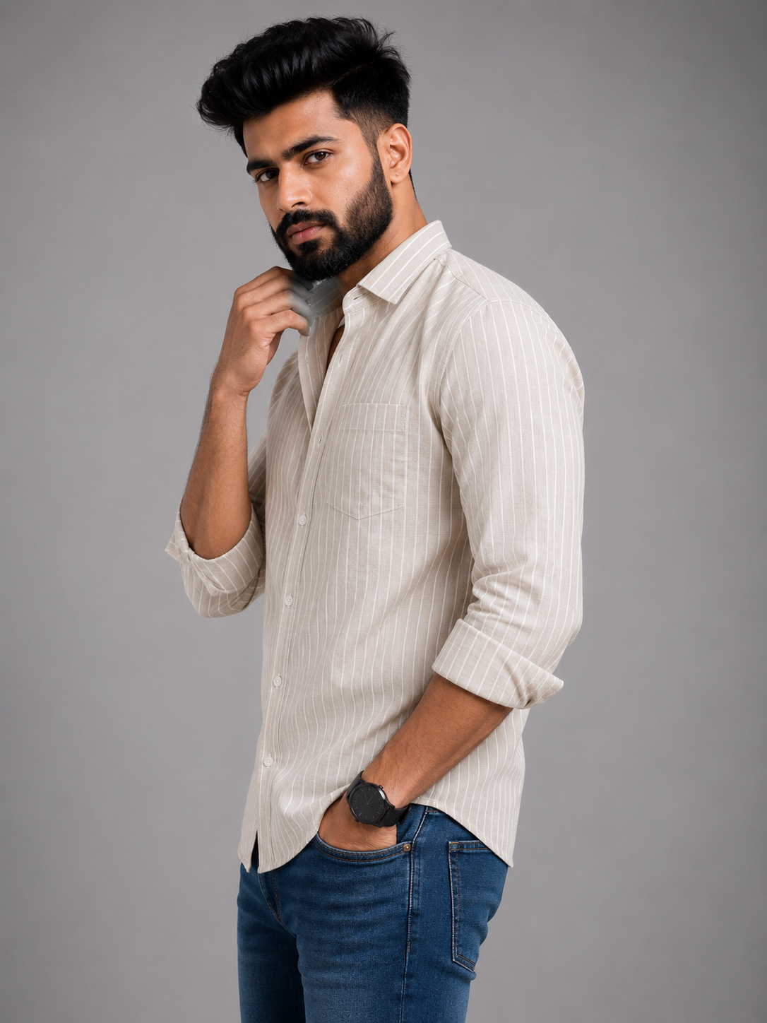 Lining Shirt With Jeans Combo