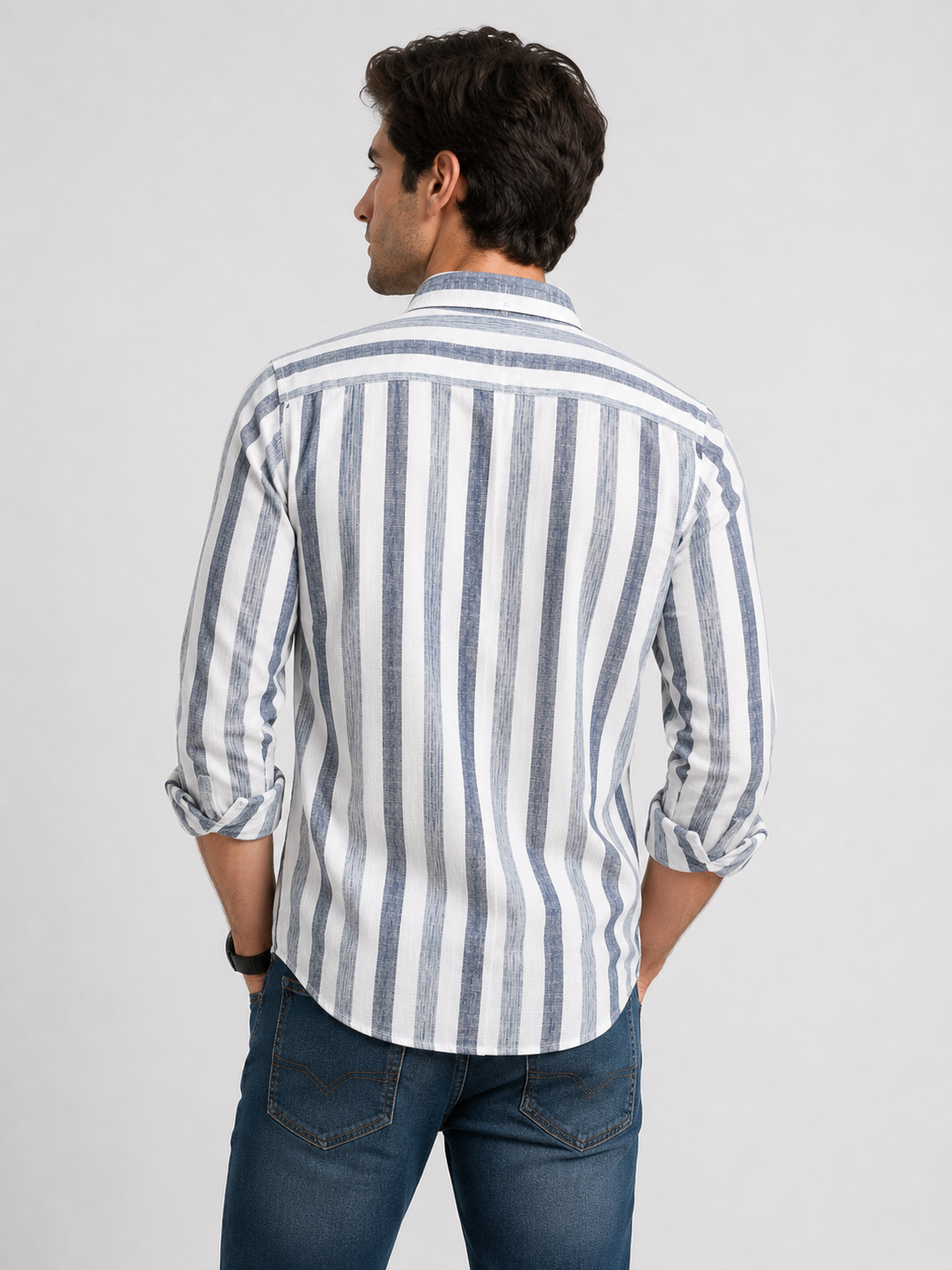Linen Lining Shirt With Jeans Combo