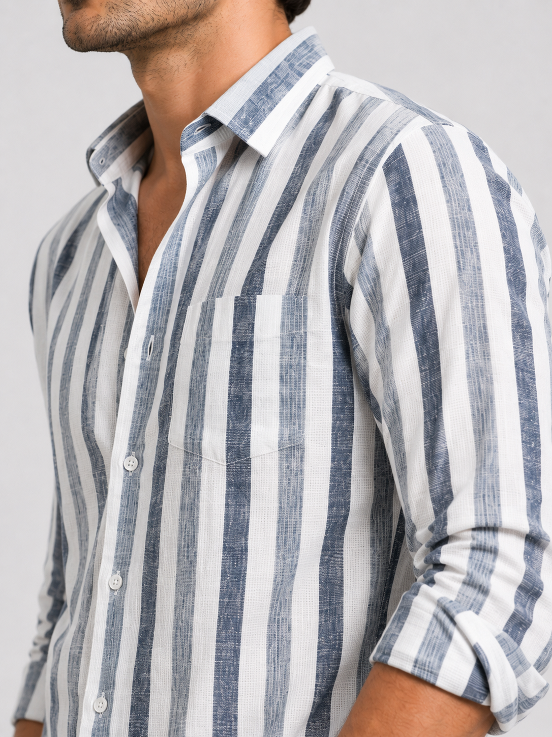Linen Lining Shirt With Jeans Combo