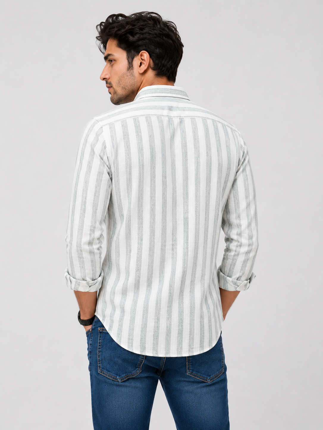 Linen Lining Shirt With Jeans Combo